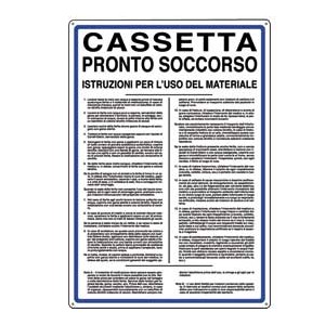 CARTELLO 50x35cm "CASSETTA P.SOCCORSO ISTR. USO" IN ALLUMINIO BIANCO 