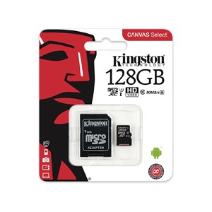 KINGSTON SDCS/128GB CANVAS SELECT UHS-I CLASSE 10 FINO A 80 MB/S   